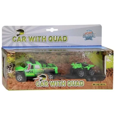 Afbeelding van Kids Globe Terreinwagen met Trailer en Quad Licht Geluid