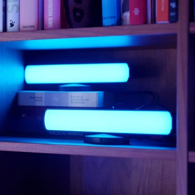 Afbeelding van LEDVANCE SMART+ WIFI LED vloerlamp, klein, zwart, 2x 2,5W, 480lm, instelbaar wit &amp; gekleurd licht, dimbaar, DIY muziek ritme functie, lange levensduur, App bestuurbaar, 2700 6500K