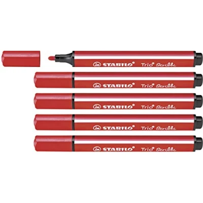 Afbeelding van STABILO Trio Scribbi Pte kleurstiften, 2 mm, rood, 5 stuks