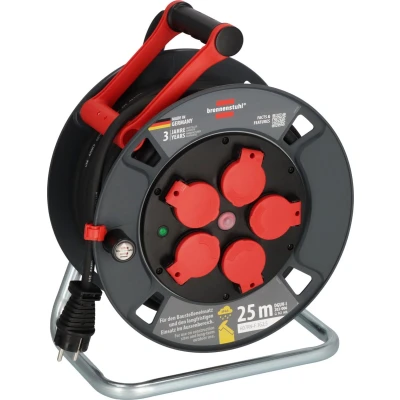 Afbeelding van Brennenstuhl Professional kabelhaspel 300 KU 2200 (25m kabel in zwart, gemaakt van speciale kunststof, voor gebruik op bouwplaatsen en permanent buitengebruik, Made Germany)
