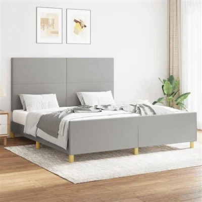 Afbeelding van vidaXL Bedframe met hoofdbord stof lichtgrijs 160x200 cm
