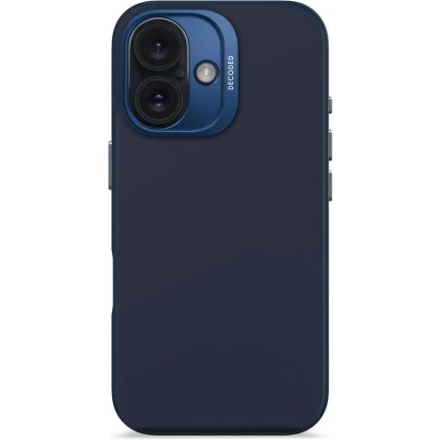 Afbeelding van DECODED Siliconen Hoesje Geschikt voor iPhone 16 Premium Soft Touch Materiaal Antibacteriële Coating MagSafe Navy Blauw Print
