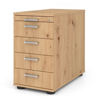 Afbeelding van SIGNA SC50 CE Rolcontainer Hout met 4 lades Knoestige Eiken Chrome metaal handgreep