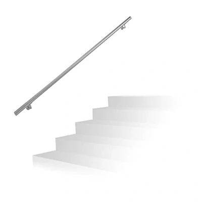 Afbeelding van Relaxdays trapleuning rvs geborsteld met houders 100 200 cm muurleuning 2000 mm