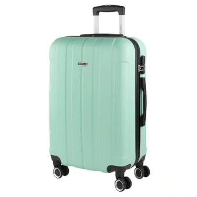 Afbeelding van ITACA Reiskoffers, cabine, middelgroot groot en harde toilettas met 4 wielen van glad ABS Comfortabele lichte kleine handbagage. Low cost Ryanair 771150, muntgroen, 55 cm, basic
