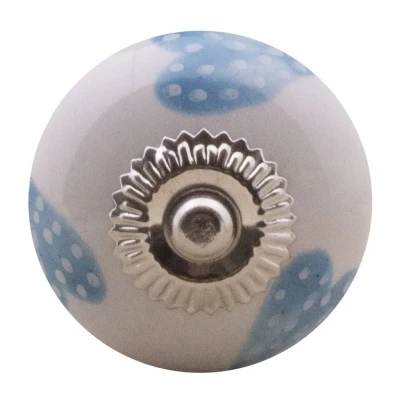 Afbeelding van Good in Style Meubelknop 40mm wit blauw gestippelde hartjes licht