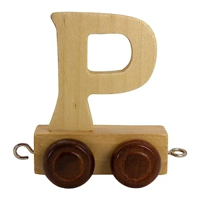 Afbeelding van Houten letters, trein aanhangwagen, locomotief, wagen, A Z, hoogte. 5,5 cm