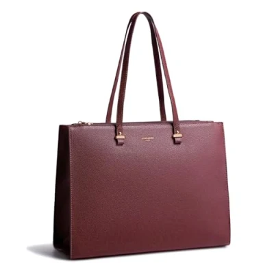 Afbeelding van David Jones Handtas voor dames, grote maat, schoudertas school, werk, zakelijk, A4 formaat, lange handgrepen, kunstleer, handvat aan de bovenkant, Bordeaux rood, Eén maat
