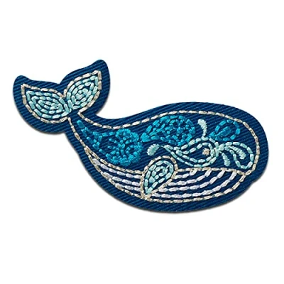 Afbeelding van walvis dieren Patch om op te strijken applicaties, Grootte: 7 x 3,5 cm