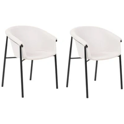Afbeelding van Beliani AMES Eetkamerstoel set van 2 Beige Polyester