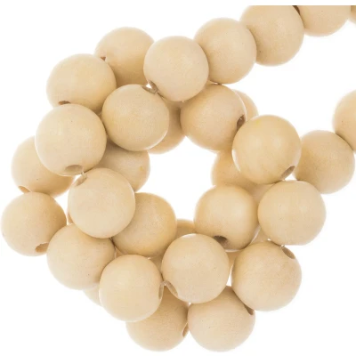 Afbeelding van Houten Kralen Vintage Look (10 mm) Cream (80 stuks)