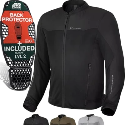 Afbeelding van SHIMA OPENAIR Motorjas voor heren Lichtgewicht ademend zomer mesh city bikerjack met CE achterkant schouder elleboog pantserpads breedte aanpassing (zwart, M)