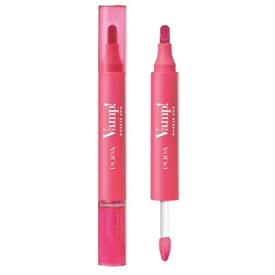Afbeelding van Pupa Rouge à Lèvres + Gloss Vamp! Marker Duo, avec acide hyaluronique 3 en 1 Définit, Couleur et rempli, Contouring Disponible 9 variantes de couleurs (006 Dragon Fruit)