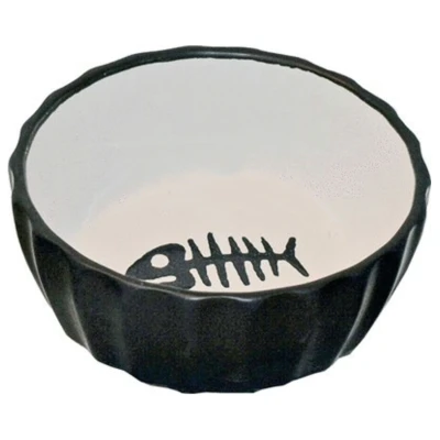Afbeelding van De Boon Katteneetbak Vis Kattenvoerbak 11 cm Zilver Wit