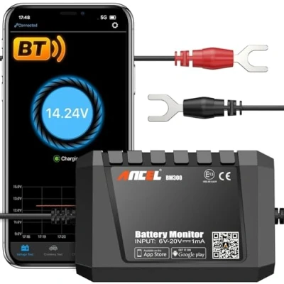 Afbeelding van ANCEL BM300 Batterijmonitor 12 V Voltmeter Auto Bluetooth 4.0 met lading, startsysteemtest en alarm batterijtester voor zonne energiesystemen motorfietsen vrachtwagens