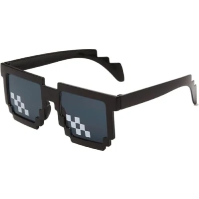 Afbeelding van Thug Life Bril Festivalbril Partybril Pixelbril Pixels Zwart Zonnebril Verkleedkleding Feestbril