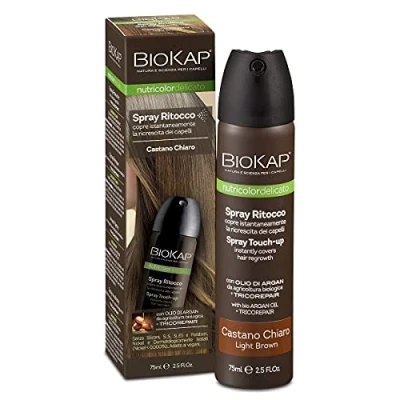 Afbeelding van BIOKAP Nutricolor Delicate Haarherstelspray, lichtbruin, haargroeiherstel, licht en vlekvrij, haarbehandeling met natuurlijk gelijkmatig effect, 75 ml