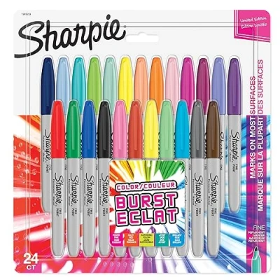 Afbeelding van Viltstift Sharpie Colour Burst rond 0.9mm blister à 24 kleuren