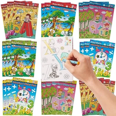 Afbeelding van TWIDDLERS 24 Mini Kleurboeken &amp; Stickers, Knutselen voor Jongens en Meisjes Cadeautjes, Gastengeschenken Kinderverjaardag Bruiloften