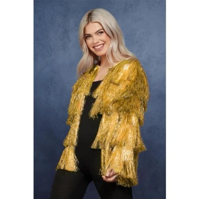 Afbeelding van Smiffy&#039;s Jaren 80 &amp; 90 Kostuum Gouden Flapper Je Los Jas Tina Vrouw Goud Small / Medium Carnavalskleding Verkleedkleding