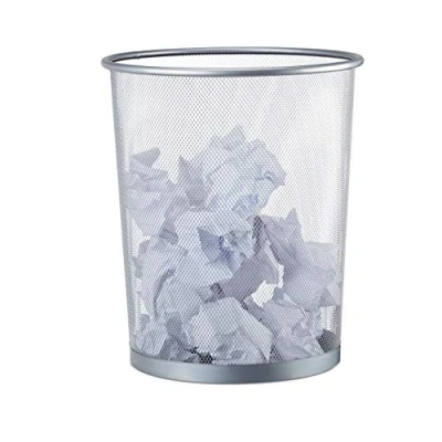 Afbeelding van Relaxdays prullenbak metaal papierbak geperforeerde mand prullenmand kantoor 20 L zilver