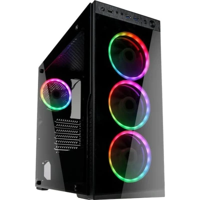 Afbeelding van Kolink HORIZON Midi tower PC behuizing Zwart, RGB 4 voorgeïnstalleerde ventilators, Zijvenster, Stoffilter