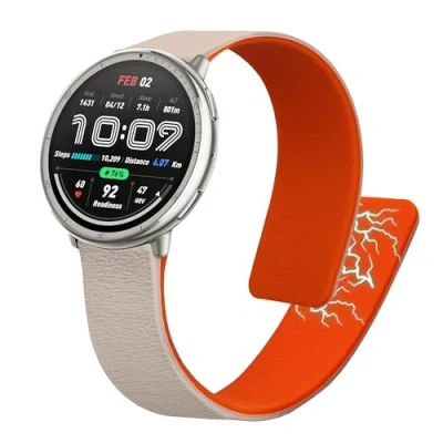 Afbeelding van kwmobile bracelet compatible avec Amazfit Active2 (A2437) Accessoire de rechange pour fitness tracker en silicone beige orange