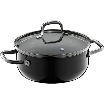 Afbeelding van WMF Fusiontec Essential Grote inductiekookpan met deksel van glas en high tech keramiek, krasbestendig, ongecoating, zwart, 2,4 l, 20 cm