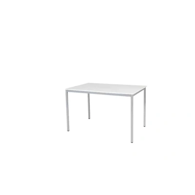 Afbeelding van Domino Basic bureautafel, vaste hoogte met 120x80cm krijtwit 25mm blad en aluminium (RAL9006) 4 poot frame