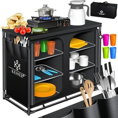 Afbeelding van KESSER® Campingkeuken Opvouwbaar Campingkast inclusief Opbergtas Kampeerkeuken Kampeerkast