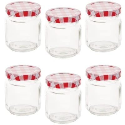 Afbeelding van Baker Ross FN238 Glazen voorraadpotten, set van 6, multifunctionele potten voor handwerk en decoratie