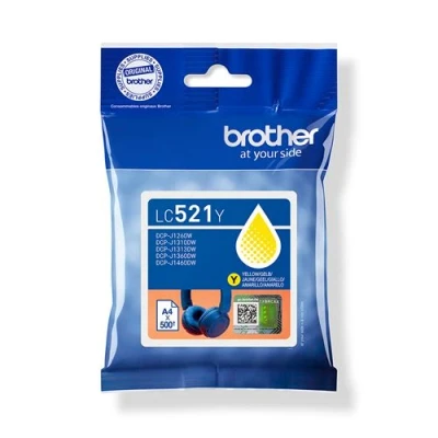 Afbeelding van Brother LC521Y Geel origineel kussenverpakking inktcartridge voor DCP J1260W, J1310DW