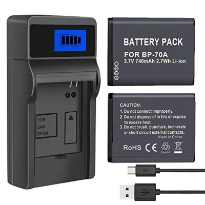 Afbeelding van CITYORK EA BP70A [2 stuks] batterij en oplader compatibel met Samsung BP 70A ES73 ES74 PL80 PL100 camera