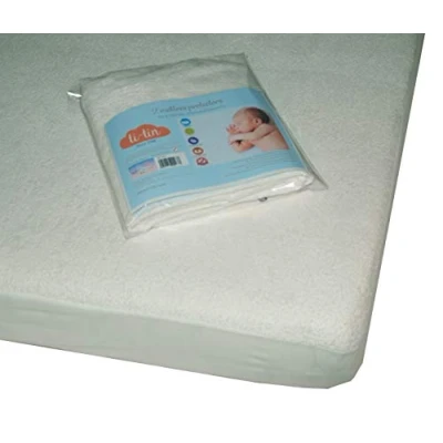 Afbeelding van Ti TIN Matrasbeschermer voor kinder /babybed, 80 x 130 cm, zacht, ademend, waterdicht en antibacterieel, 100% katoen, voering van polyurethaan, badstof, kleur wit