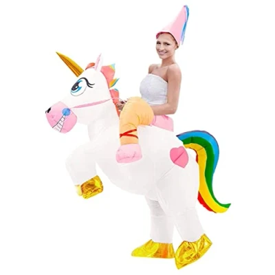 Afbeelding van Original Cup opblaasbaar kostuum eenhoorn grappig opblaaskostuum premium kwaliteit volwassen maat polyester aangenaam om te dragen duurzaam incl. opblaassysteem SparkL®