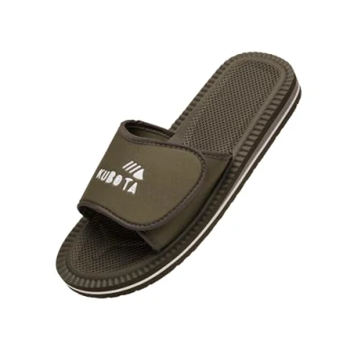 Afbeelding van Kubota Badsandalen voor dames en heren, met klittenbandsluiting, strand, sauna, zomer, R 10 Khaki