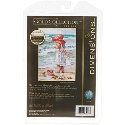 Afbeelding van Borduurpakket Gold COLLECTION petites Girl at the Beach Dimensions