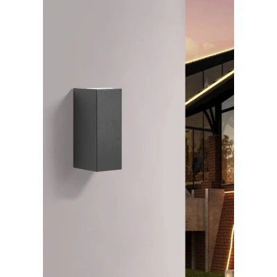 Afbeelding van Prios buitenwandlamp Tetje, zwart, hoekig, 16 cm