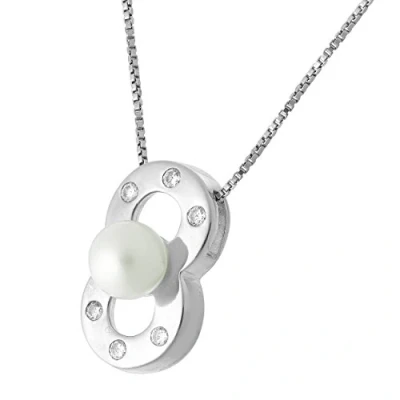 Afbeelding van Orphelia Hanger + Ketting 8 Parel/Zirconium ZH 4366