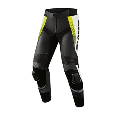 Afbeelding van SHIMA STR 2.0 Zwart Wit Geel Leren Motorbroek Maat 52 Broek