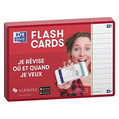 Afbeelding van Oxford Flash 2.0 Flashcards Gelijnd A6 Rode rand 80 stuks