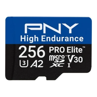 Afbeelding van PNY 256 GB microSDXC PRO Elite™ High Endurance C10 U3 V30 A2 geheugenkaart tot 100/90 MB/s lezen/schrijven, 4K UHD, Full HD, UHS I, bewaking, continue opname, dashcam