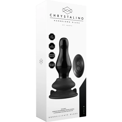 Afbeelding van Missy Glass Vibrator With Suction Cup and Remote Rechargeable 10 Speed Black