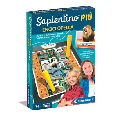 Afbeelding van Clementoni Encyclopedie Elektronisch spel, quiz over dieren, menselijk lichaam, dinosaurussen en geschiedenis sapientino interactieve pen, educatief 7 jaar, gemaakt in Italië, meerkleurig, medium,