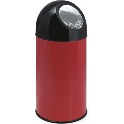 Afbeelding van Afvalbak 40ltr Pushdeksel met onderbak rood/zwart