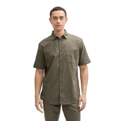 Afbeelding van TOM Tailor Shirt Overhemd, Heren, Maat: Large, Smokey olive green