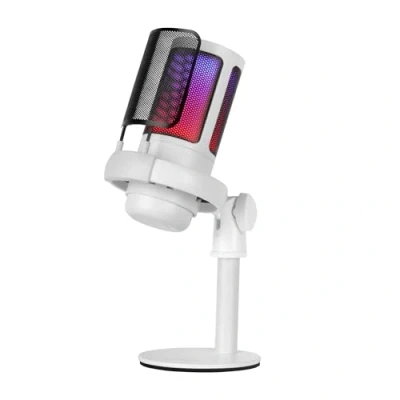 Afbeelding van MARSGAMING MMIC SE, professionele ARGB studiomicrofoon, ADC Ultra High Definition 196 kHz 24 bit, anti shock ondersteuning + metalen pop mesh filter, volume en mute bediening, wit
