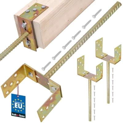Afbeelding van KOTARBAU® Set van 2 U vormige paaldragers verstelbaar 0 tot 160 mm breedte 400 verzinkt staal betonanker voor houten palen paalhouder inbouw in beton