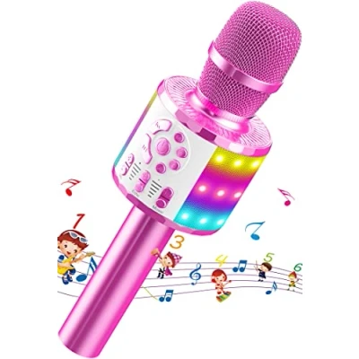 Afbeelding van MicQutr Bluetooth karaoke microfoon, draadloos, led, met luidspreker, geluidsopname voor podcastfamilie, compatibel Android IOS PC, cadeaus volwassenen en kinderen