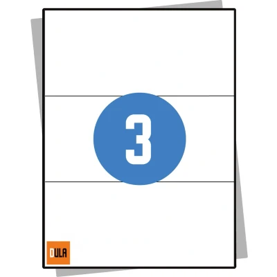 Afbeelding van DULA Etiketten Stickervellen A4 3 Stickers per vel 210 x 99 mm 100